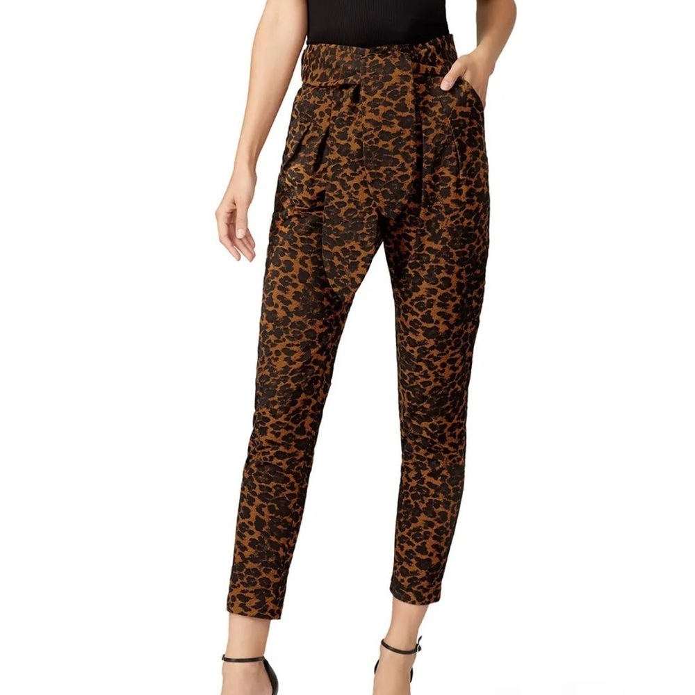 HUNTER BELL Leopard-Print High-Waist Cropped Pants - Brown & Black